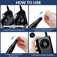 35000RPM wiertarka do paznokci z wyświetlacz LCD HD akumulator do paznokci Master do Manicure przenośna wiertarka do paznokci frezarka 2